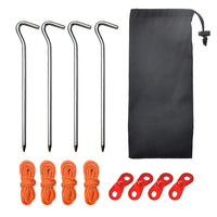 Aluminum Alloy Tent Stakes Kit with Wind Ropes and Hammer for Camping