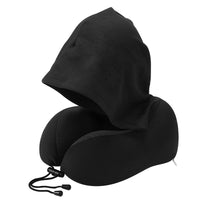 Memory Foam Hooded U-Shaped Travel Pillow with Removable Cover for Neck Support