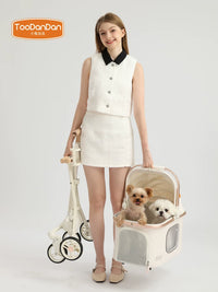 Toodandan Foldable Pet Stroller with Detachable Carrier for Small Dogs and Cats