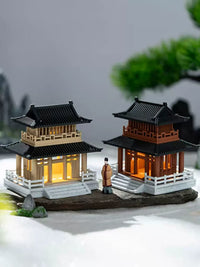 Miniature Landscape Ancient Architecture Pavilion for Fish Tank Bonsai Decor