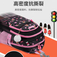 Girls' Ergonomic Nylon School Backpack for Primary Students, Large Capacity, Lightweight Design