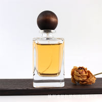 Refillable Clear Glass Perfume Spray Bottle with Wood Ball Cap