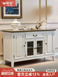 American Country Solid Wood Sideboard Mediterranean Style Storage Cabinet for Living Room Dining Room