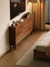 Mid-Century Modern Solid Wood Chest of Drawers Narrow Storage Cabinet for Bedroom