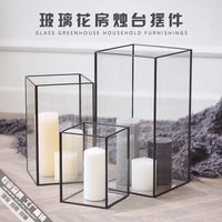 Modern Minimalist Geometric Glass Candle Holder for Dining Room & Cafe Decor