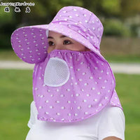 Women's Summer Outdoor Sun Protection Hat with Face Mask and Shawl for Gardening and Cycling