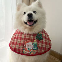 Christmas Pet Bandana Bib for Dogs - Santa Pattern Red Plaid
