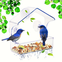 Acrylic Transparent Bird Feeder with Suction Cups for Balcony Window Glass Outdoor Nature