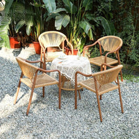 Outdoor Rattan Wicker Patio Dining Set with Table and Chairs for Garden Balcony