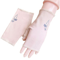 Women's Cotton Breathable Half-Finger Sun Protection Gloves for Driving and Touchscreen Use