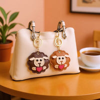 Cute PU Leather Sheep Keychain Charm for Bags and Keys