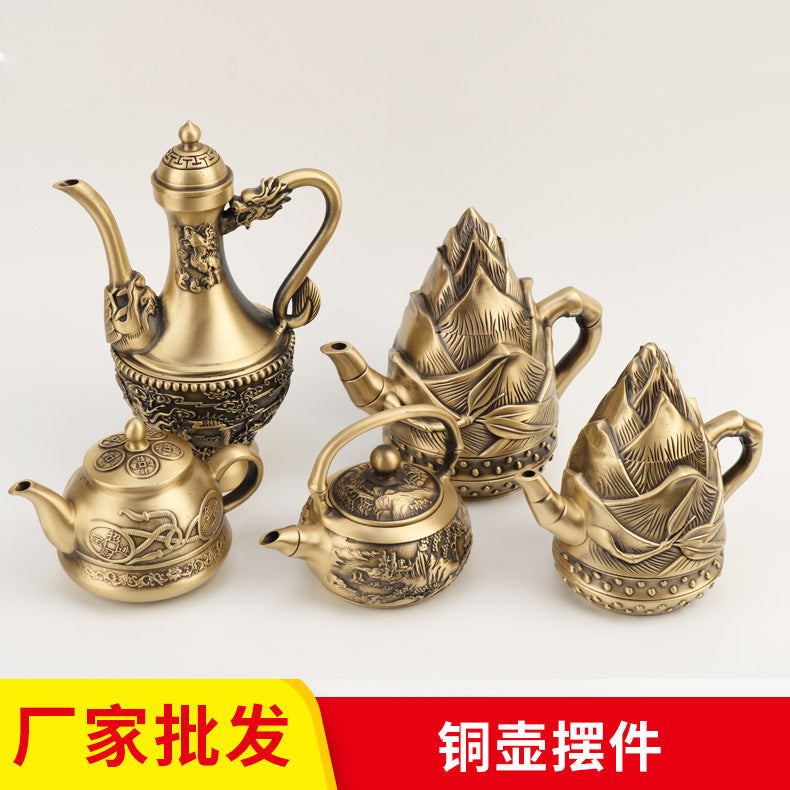 Copper Teapot Ornament Home Decor Mountain Water Kettle Wine Pot