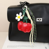 Christmas PU Apple Acrylic Flower Bag Charm Pendant Gift