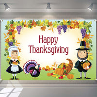 Thanksgiving Autumn Leaves Backdrop Flag for Living Room Decor 180x115cm