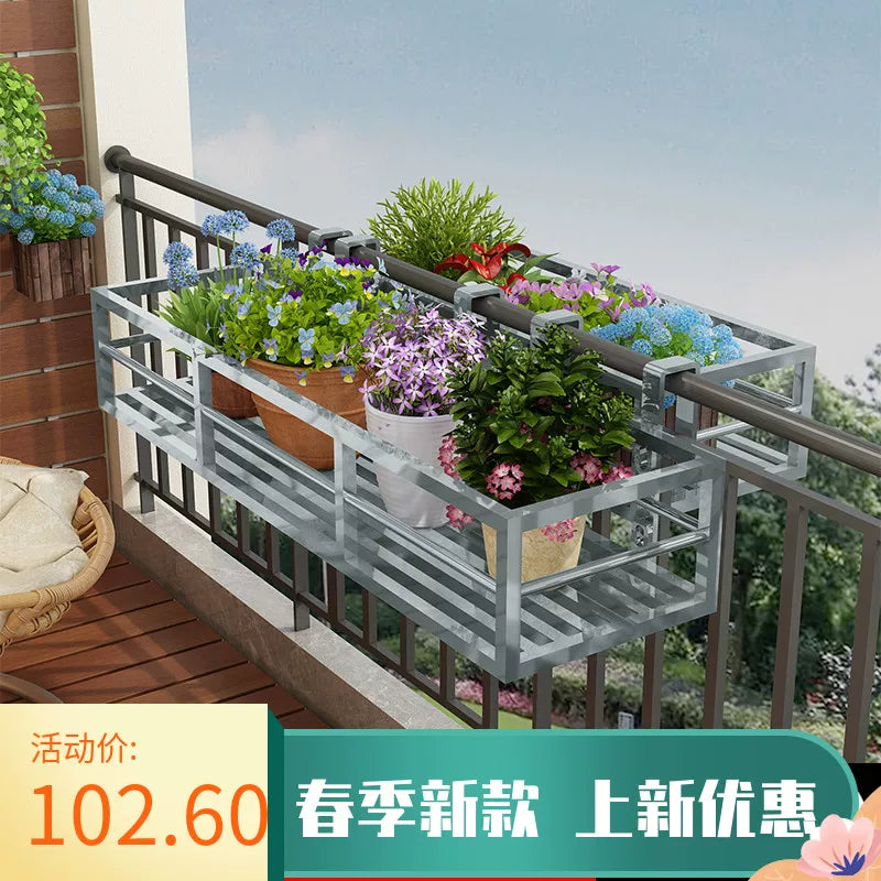 Stainless Steel Railing Planter Box for Outdoor Windowsills and Balconies