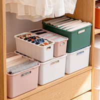Household Clothes Storage Box with Lid, Divided Organizer for Underwear and Pants, Plastic