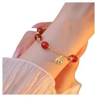 New Chinese Style Red Agate Bracelet with Bell and Lucky Charms for Women