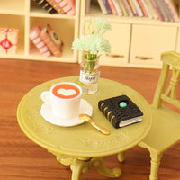 Dollhouse Miniature Magic Book Coffee Cup Bouquet Model Set