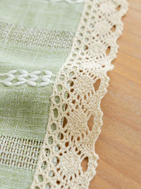 Light Green Cotton Linen Tablecloth for Dining Table, Japanese Style Rectangular Desk Cover, Fresh Tea Table Cloth