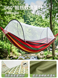 Anti-Mosquito Hammock with Net and Anti-Roll Design, Portable Outdoor Double Hammock for Camping and Travel