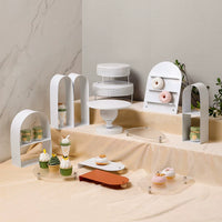 White Acrylic Dessert Display Stand for Weddings and Birthdays, Cake Plate and Pastry Tray