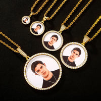 Hip Hop Personalized Photo Pendant Necklace with Zircon Embellishments