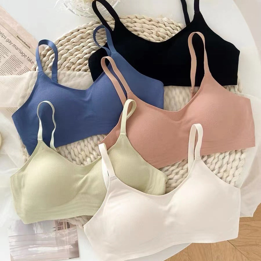 Jelly Strip Ribbed Seamless Wireless Sports Bra for Teens