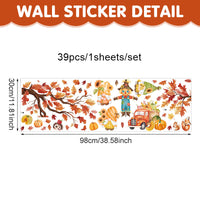 Thanksgiving Fall Cartoon Scarecrow Window Clings Maple Leaf Pumpkin Glass Decals