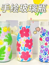 DIY Hand-Painted Clear Glass Bottles for Crafts and Decor