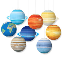 DIY Planet Paper Lanterns for Kids' Birthday & Starry Sky Theme Parties, Foldable Round Hanging Decorations