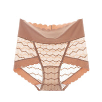 Women's High-Waist Lace Seamless Tummy Control Silk Gusset Briefs