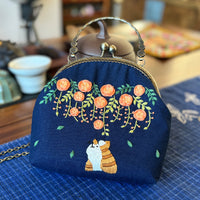 DIY Embroidery Kit for Coin Purse - Floral Design with Chain Strap