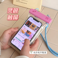 Cartoon Waterproof Phone Pouch with Airbag Float for Swimming & Drifting, Touchscreen Compatible