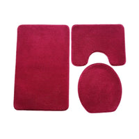 Faux Cashmere Absorbent Non-Slip Bathroom Mat Set - Solid Color Plush Toilet Rugs for Home