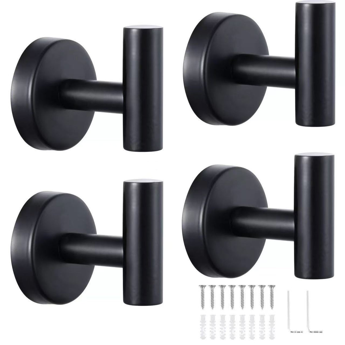 304 Stainless Steel Self-Adhesive Wall Hooks for Bathroom and Kitchen, Punch-Free Round Coat and Hat Hangers