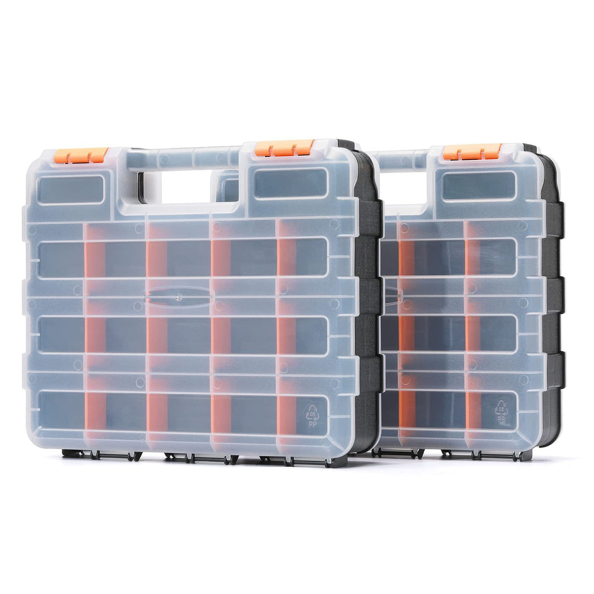 Double-Sided Portable Parts Organizer Box with Handle, Durable Plastic Storage for Screws and Small Components