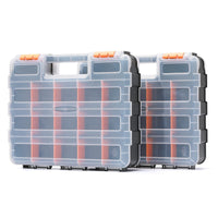 Double-Sided Portable Parts Organizer Box with Handle, Durable Plastic Storage for Screws and Small Components