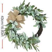 Artificial Lamb's Ear Olive Half Wreath Greenery Garland for All Seasons Door Wall Hanging Home Decor