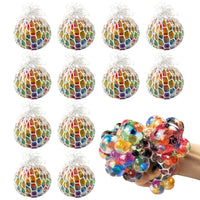 Grape Stress Ball Squeeze Toy with Colorful Beads - Rainbow Mesh Anti-Stress Relief Fidget Toy