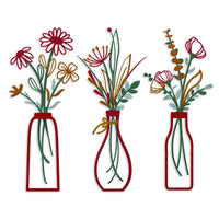 3-Piece Metal Flower Vase Wall Art Decor for Living Room Bedroom