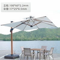 Outdoor Patio Umbrella with Wood Grain Finish, Hydraulic Lift, and Water Base for Garden Balcony