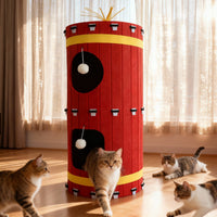 Felt Firecracker Cat Condo Multi-Layer Cat Tree with Hiding House for Multiple Cats