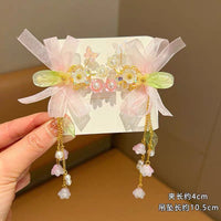 Girls' Hanfu Hair Clips with Tassels and Glaze Beads, Chinese Style Hair Accessories for Kids