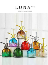 LUNA Retro Embossed Glass Plant Mister Spray Bottle for Indoor Gardening