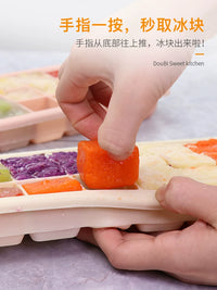 Silicone Ice Cube Tray with Soft Bottom Lid for Baby Food and Fruit Freezing