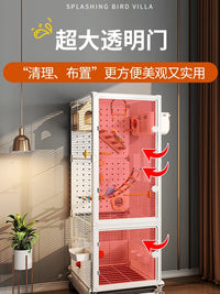 Large Luxury Bird Cage for Parrots and Small Birds, Splash-Proof Villa Design
