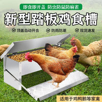 Automatic Treadle Chicken Feeder for Poultry, Stainless Steel/Galvanized Steel