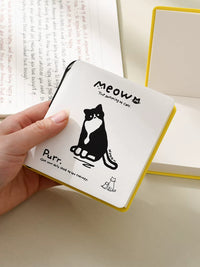Mini Square Notebook with Pen Holder, Portable Pocket Journal with Cute Cat Design, Blank Pages for Sketching and Notes