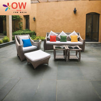 Outdoor Rattan Wicker Sofa Set with Coffee Table, Weatherproof Patio Garden Furniture