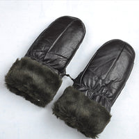 Genuine Sheepskin Leather Gloves for Men and Women, Full Finger, Warm Winter Gloves with Thick Cotton Lining